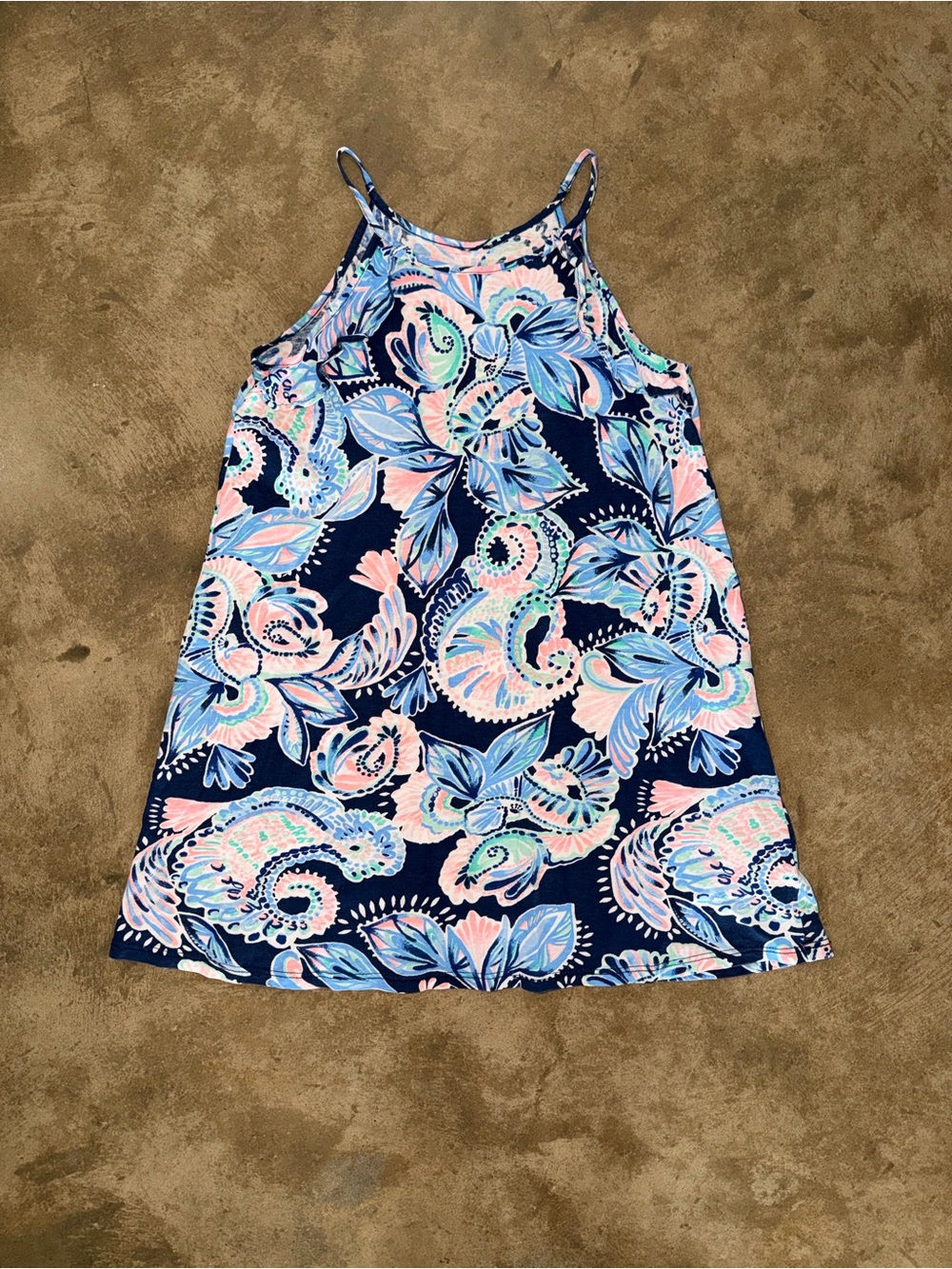 Lilly Pulitzer Girls Navy Pink Paisley Shift Dress Size M Floral Sleeveless - Picture 1 of 10